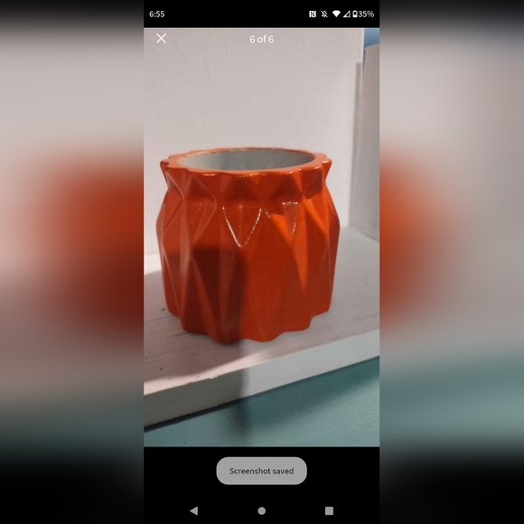 Concrete Vessel Oval Succulents Pot Orange - Picture 2 of 3